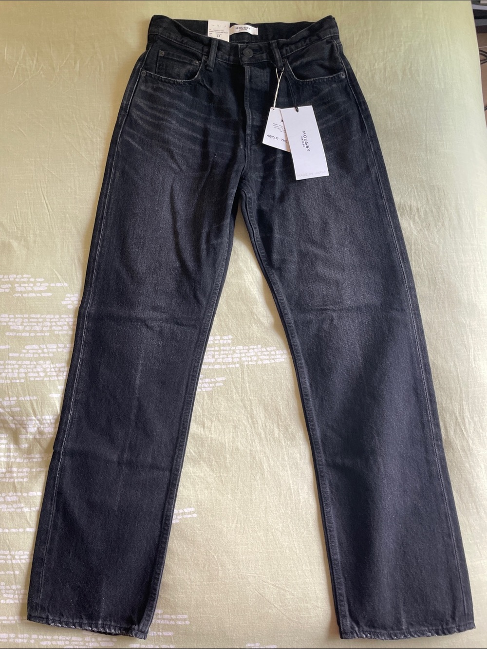 NWT Moussy Murrieta Black Wide Straight-Leg Jeans - 24